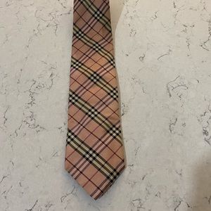 Burberry London mens silk tie pink plaid classic print